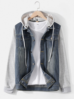 Veste à capuche en denim délavée pour homme avec double poche