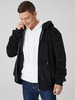 Veste à capuche en peluche noire à manches longues et à manches longues pour homme