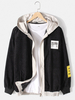 Veste à capuche en velours côtelé pour homme avec fermeture à glissière et ourlet moulant à épaules tombantes avec [ocke