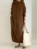 Veste à capuche longue à glissière de couleur unie pour femmes avec poches latérales