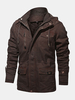 Veste à capuche multi-poches à manches longues en velours vintage pour homme