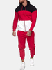 Veste à capuche patchwork tricolore pour homme avec cordon de serrage Pantalon de jogging Sport Ensemble de deux pièces