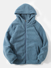 Veste à capuche simple en peau de mouton retournée chaude de couleur unie pour hommes