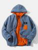 Veste à capuche Teddy avec lettre brodée pour homme avec poche