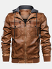 Veste à capuche vintage en cuir PU pour homme