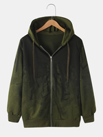 Veste à capuche zippée à motif encre pour homme avec poche latérale