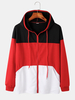Veste à capuche zippée à poche et patchwork sportif pour homme