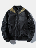 Veste à col de base-ball de style chinois brodé dans le dos pour homme Phoenix