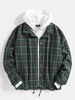 Veste à manches longues à revers à carreaux vintage pour homme avec poche