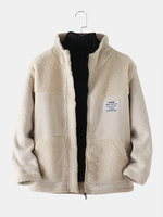 Veste à manches longues chaude en sherpa en faux suède patchwork pour hommes
