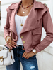 Veste à manches longues décontractée à manches longues en faux suède solide pour femmes avec poche
