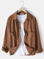 Veste à manches longues simple boutonnée 100% coton pour homme