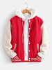 Veste à poche oblique chaude et ample à col de baseball patchwork simple pour homme