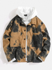 Veste à revers en velours côtelé tie-dye pour homme avec double poche