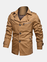 Veste cargo à revers boutonné 100% coton pour homme avec poche