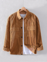 Veste cargo en velours côtelé à double poche pour homme