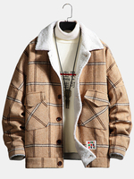 Veste chaude à double poche doublée de sherpa à carreaux