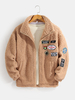 Veste chaude Sherpa à motif appliqué pour hommes avec poche