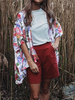 Veste châle à manches trois-quarts à imprimé floral Cardigans de style loisirs