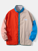 Veste coupe décontractée réversible à col montant et patchwork pour homme