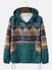 Veste coupe-vent portable à capuche zippée à motif ethnique pour homme