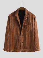 Veste décontractée à manches longues en velours côtelé vintage pour hommes