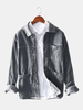 Veste décontractée chaude à manches longues en velours côtelé vintage multi poches pratiques pour hommes