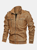 Veste décontractée chaude pour homme,  vintage,  coupe-vent en PU