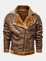 Veste décontractée en fausse fourrure à glissière asymétrique pour homme