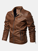 Veste décontractée épaisse à col montant et fermetures à glissière coupe-vent vintage pour hommes