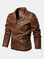 Veste décontractée épaisse à col montant et fermetures à glissière coupe-vent vintage pour hommes