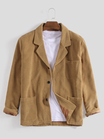 Veste décontractée vintage à col rabattu pour hommes avec plusieurs grandes poches