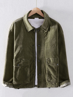Veste Décontractée Vintage en Velours Côtelé Épais Wtam pour Homme