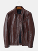 Veste de cavalier en cuir à poches multiples et manchette à glissière pour hommes