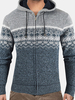 Veste de chandail à tricoter doublée de molleton chaud à manches longues à motif tribal pour hommes