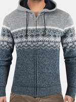 Veste de chandail à tricoter doublée de molleton chaud à manches longues à motif tribal pour hommes