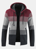 Veste de couleur assortie à capuche pour hommes en velours épais décontracté à tricoter thermique cardigans