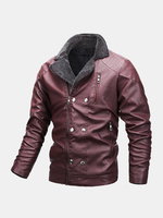 Veste de motard en cuir PU chaud à manches longues pour hommes