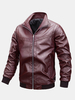 Veste de motard en cuir PU coupe décontractée décontractée pour hommes