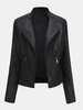 Veste de moto de couleur unie en faux cuir PU pour femmes