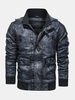 Veste de moto en cuir PU avec poche à capuche pour homme