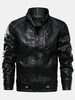 Veste de moto en cuir PU avec poche à glissière pour homme