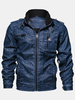 Veste de moto en cuir PU avec poche zippée vintage pour homme