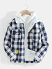 Veste de poche poitrine doublée en sherpa chaud à carreaux Classic pour homme