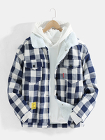 Veste de poche poitrine doublée en sherpa chaud à carreaux Classic pour homme