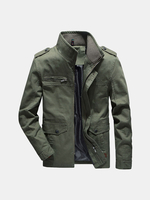 Veste de travail cargo en coton de couleur unie à épaulettes multi-poches militaires pour hommes