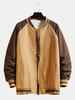 Veste en coton à manches raglan et col de baseball à glissière contrastante pour homme