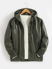 Veste en cuir à capuche de couleur unie pour homme avec poche oblique
