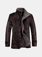 Veste en cuir de qualité PU hommes Slim Fit en peluche épais manteau de veste chaude