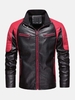 Veste en cuir dunité centrale de moto lavée par patchwork de contraste des hommes avec la poche